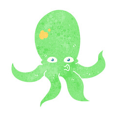 freehand retro cartoon octopus