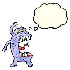 cartoon crazy monster with thought bubble