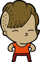 cartoon girl muscle posing