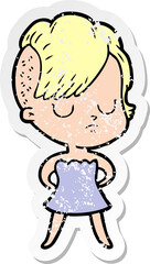 distressed sticker of a cartoon woman