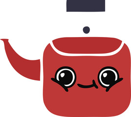 flat color retro cartoon of a kettle