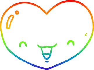 rainbow gradient line drawing of a cartoon love heart character