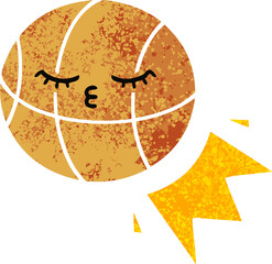 retro illustration style cartoon of a basketball
