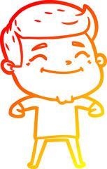 warm gradient line drawing of a happy cartoon man