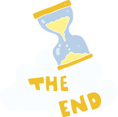 flat color illustration of sand timer hourglass the end symbol
