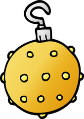 cartoon doodle golden xmas bauble