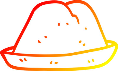 warm gradient line drawing of a cartoon hat