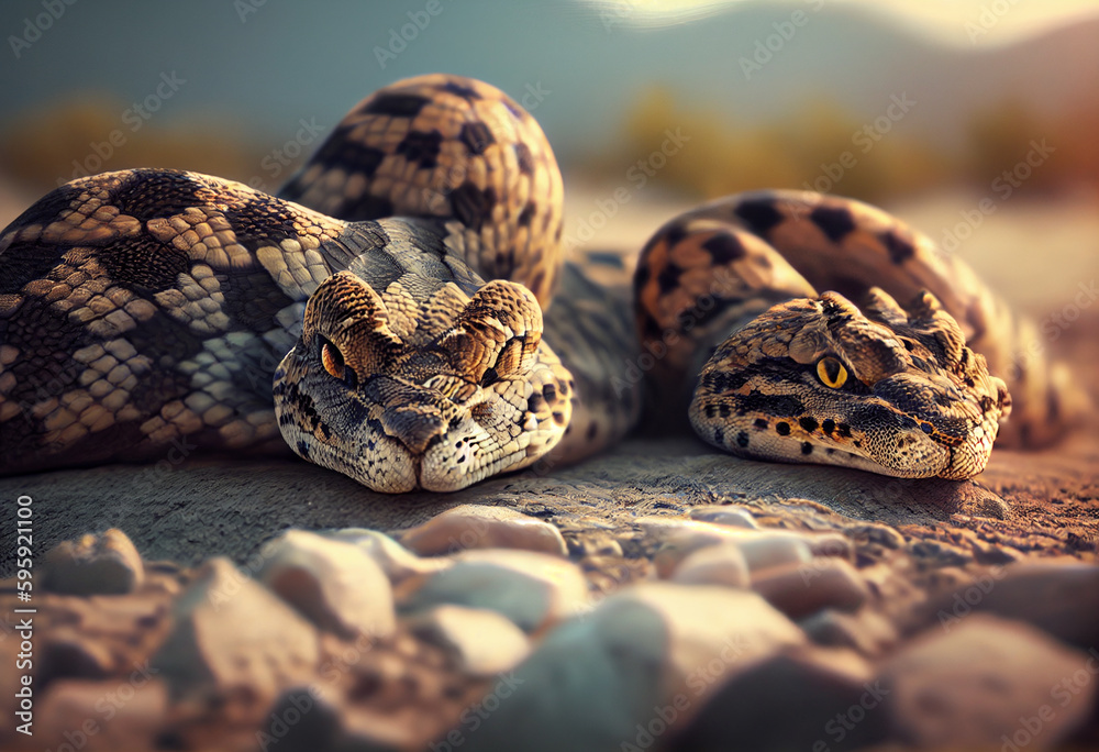 Poster close up of a python concept, contemporary colors and mood social background. Generative AI technology	 Generative AI technology.