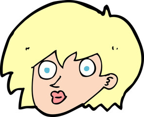 cartoon surprised female face