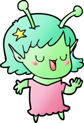 happy alien girl cartoon