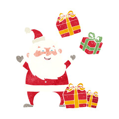 cartoon santa claus with presents