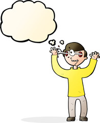 cartoon man with eyes popping out of head with thought bubble