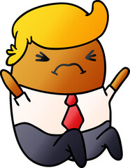 gradient cartoon illustration of a kawaii business man