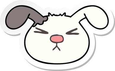 sticker of a quirky hand drawn cartoon dog face