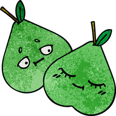 retro grunge texture cartoon of a green pear