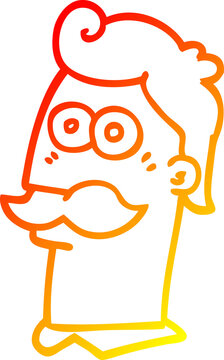 recommend clip art: warm gradient line drawing of a cartoon man with moustache
