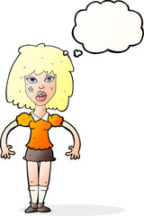 cartoon girl fight with thought bubble