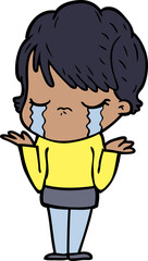 cartoon woman crying