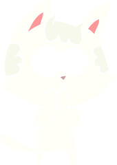 happy flat color style cartoon cat