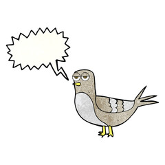 freehand speech bubble textured cartoon pigeon