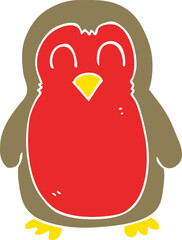 flat color illustration of christmas robin
