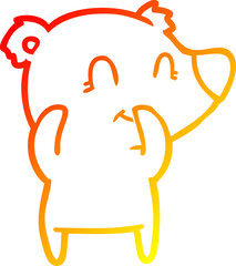 warm gradient line drawing of a giggling polar bear cartoon