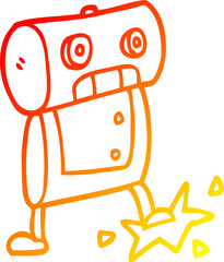 warm gradient line drawing of a cartoon robot