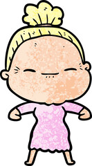 cartoon peaceful old woman