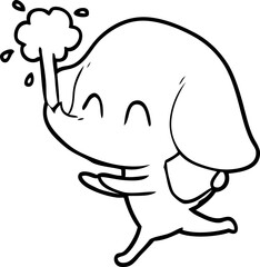 cute cartoon elephant spouting water