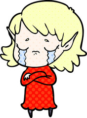 cartoon crying elf girl