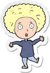 sticker of a cartoon startled person