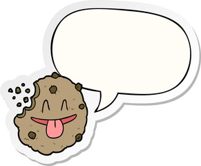cartoon cookie with speech bubble sticker