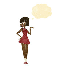 cartoon pretty woman with thought bubble