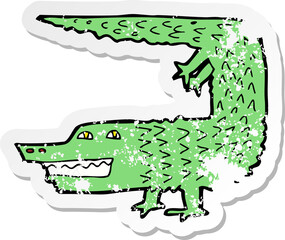 retro distressed sticker of a cartoon crocodile