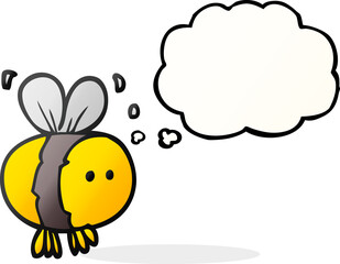 freehand drawn thought bubble cartoon bee