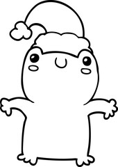 cute cartoon frog wearing christmas hat
