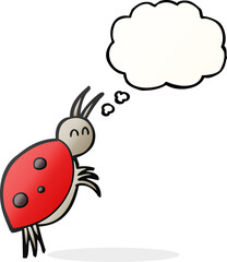 Fototapeta premium freehand drawn thought bubble cartoon ladybug