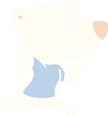 happy flat color style cartoon polar bear