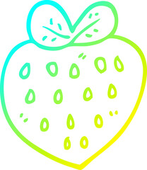cold gradient line drawing of a cartoon strawberry fr