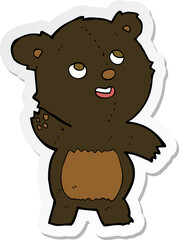 sticker of a cartoon cute waving black bear teddy