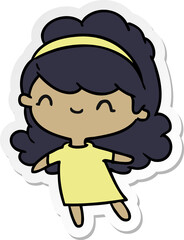 sticker cartoon illustration kawaii girl with head band