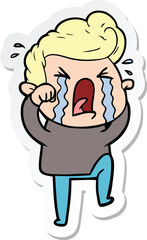 sticker of a cartoon crying man