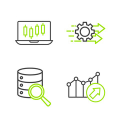 Set line Financial growth, Server, Time management and Stocks market graphs icon. Vector