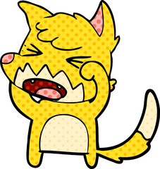 angry cartoon fox rubbing eyes