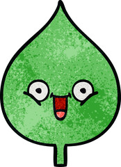 retro grunge texture cartoon of a expressional leaf