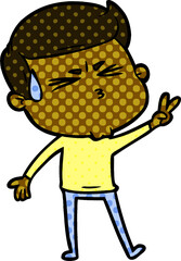 cartoon man sweating
