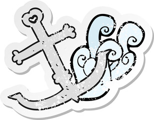 retro distressed sticker of a cartoon anchor