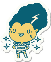 sticker of a tattoo style undead zombie bride character