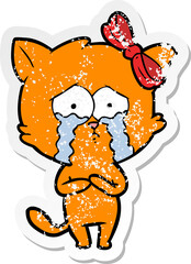 distressed sticker of a cartoon cat
