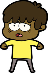 cartoon exhausted boy